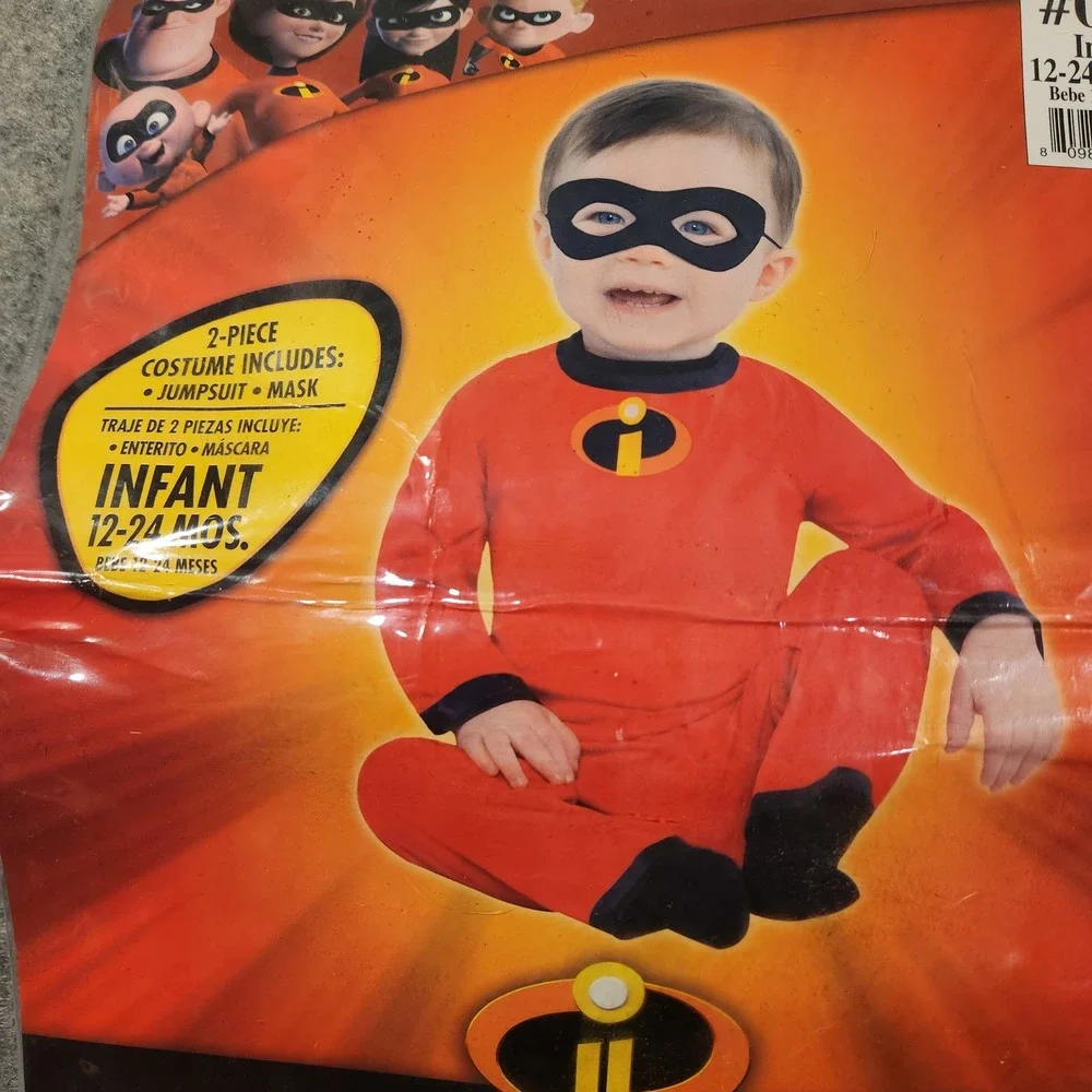 Disney Pixar‎ Incredibles 2 Jack Jack Infant Costume Jumpsuit Mask 12-24 Months